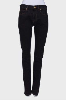 Black and blue straight fit jeans