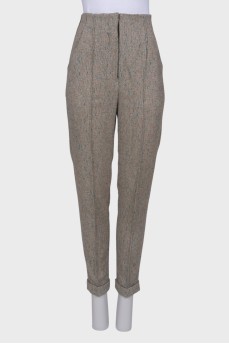 High rise tweed trousers