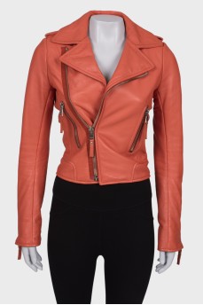 Coral leather jacket