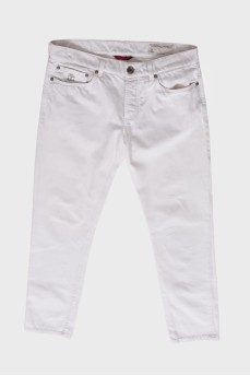 Men's white straight fit jeans