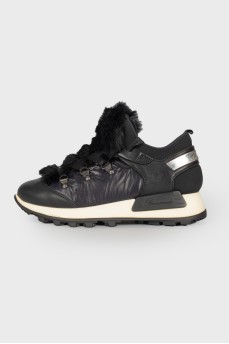 Combined sneakers with fur