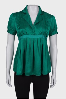 Silk blouse with lantern sleeve