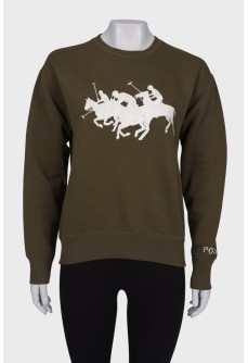 Fleece sweatshirt with embroidery