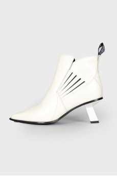 White heel ankle boots