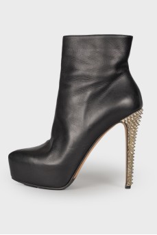 Leather ankle boots with studded heels