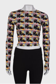 Cropped long sleeve with tag print