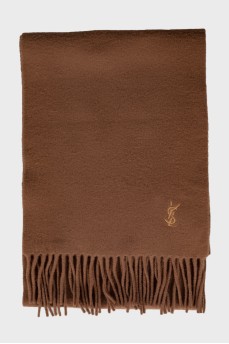 Brown natural wool scarf