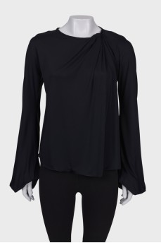 Black blouse with drape