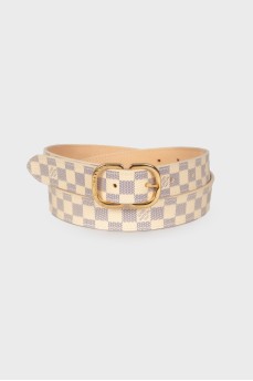 Checked leather belt