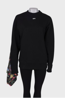 Sweatshirt with asymmetric zip sleeve
