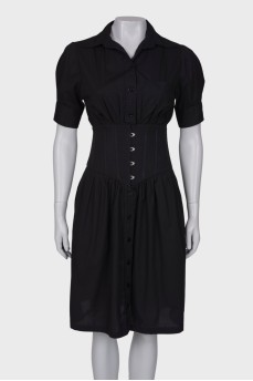 Black dress with imitation corset
