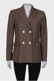 Checked double-breasted jacket