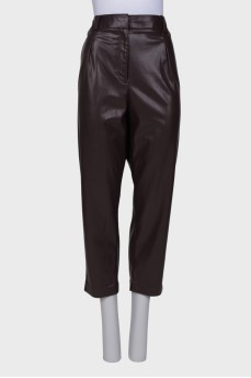 Brown trousers made of eco-leather