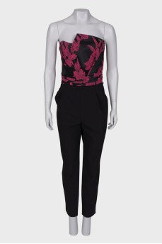 Black jumpsuit in floral print