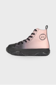 Faded black pink boots with tag 