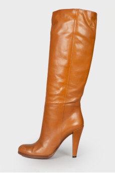 Tan leather boots