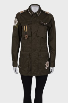 Dark green jacket with patches
