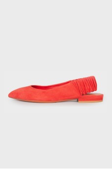 Red open heel ballerina shoes