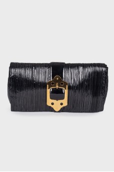Pleated leather clutch