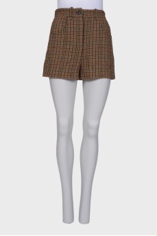 Houndstooth wool shorts