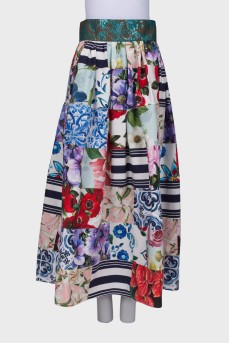 Printed maxi skirt with tag