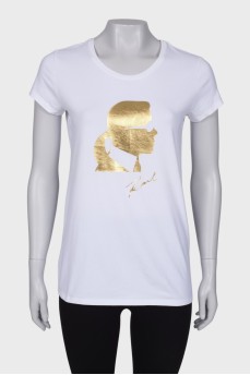 White t-shirt in golden print