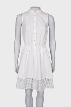 White dress with buttons and tag