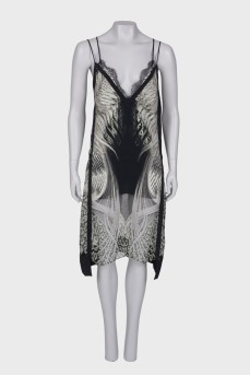 Printed silk slip dress