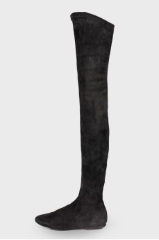 Flat suede over the knee boots