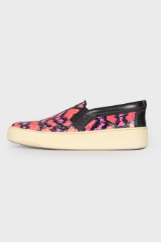 Slip-on sneakers with snakeskin effect