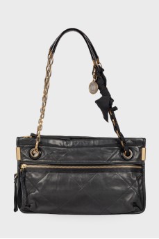 Leather bag with chain handles