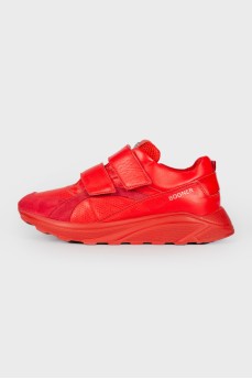 Red mixed sneakers