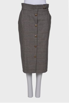 Straight gray plaid skirt