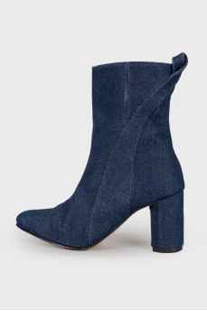 Dark blue textile ankle boots