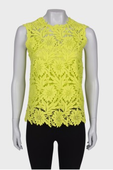 Bright green lace top