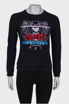 Black sweatshirt in signature print