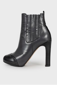 Perforated leather ankle boots