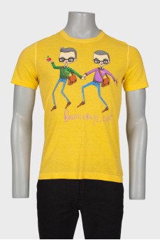 Men's yellow printed t-shirt