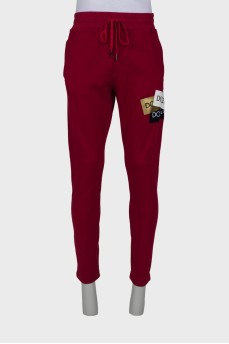 Men's red sports trousers