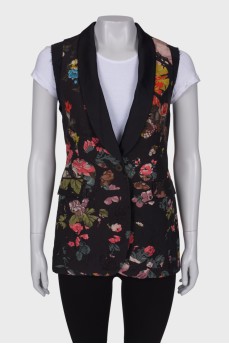 Black floral waistcoat