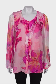 Silk blouse with ruffles