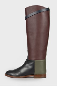 Mixed leather boots