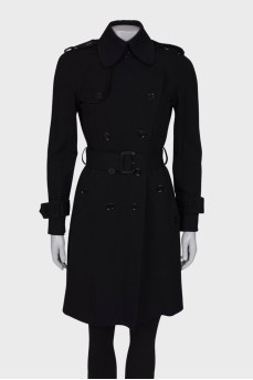 Black double-breasted trench coat
