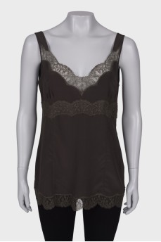 Silk T-shirt with lace