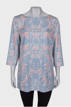 Silk blouse with tag print