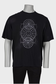 Men's black combi t-shirt with print