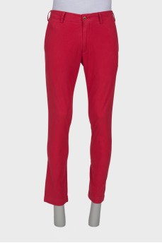 Men's red slim fit trousers