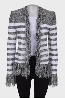 Cardigan with silver fringe