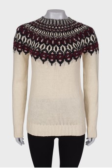 Sweater with pattern and rhinestones