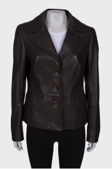 Leather single-breasted jacket
